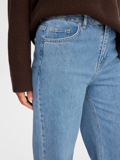 Slfeloise erin hw wide pants - medium blue denim