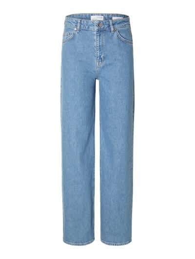 Slfeloise erin hw wide pants - medium blue denim