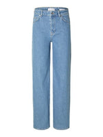 Slfeloise erin hw wide pants - medium blue denim