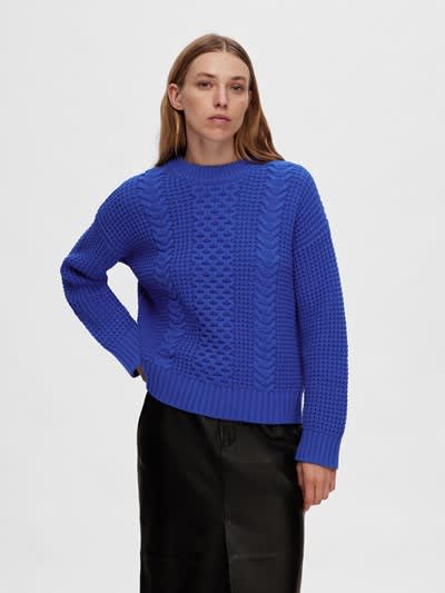 slfbrianne ls knit o-neck - surf the web