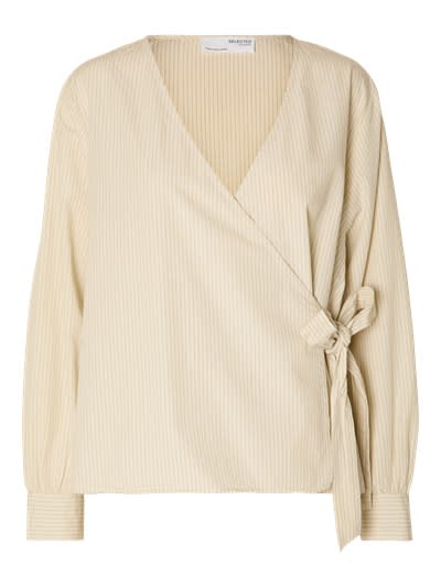 SLFMILLIE LS STRIPED WRAP TOP B - Birch stripes
