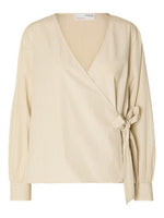 SLFMILLIE LS STRIPED WRAP TOP B - Birch stripes