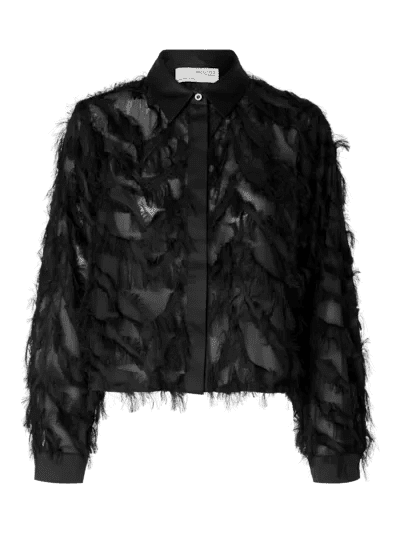 Slfmyline fluffy cropped shirt - black