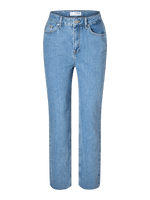 Slfellin hw straight jeans - light blue denim