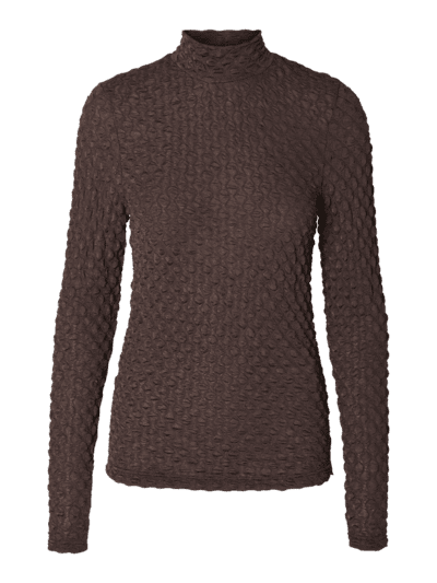 Slftimmi high neck top - tobacco brown