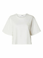 Slfmarita 2/4 pearl emb tee - Bright White