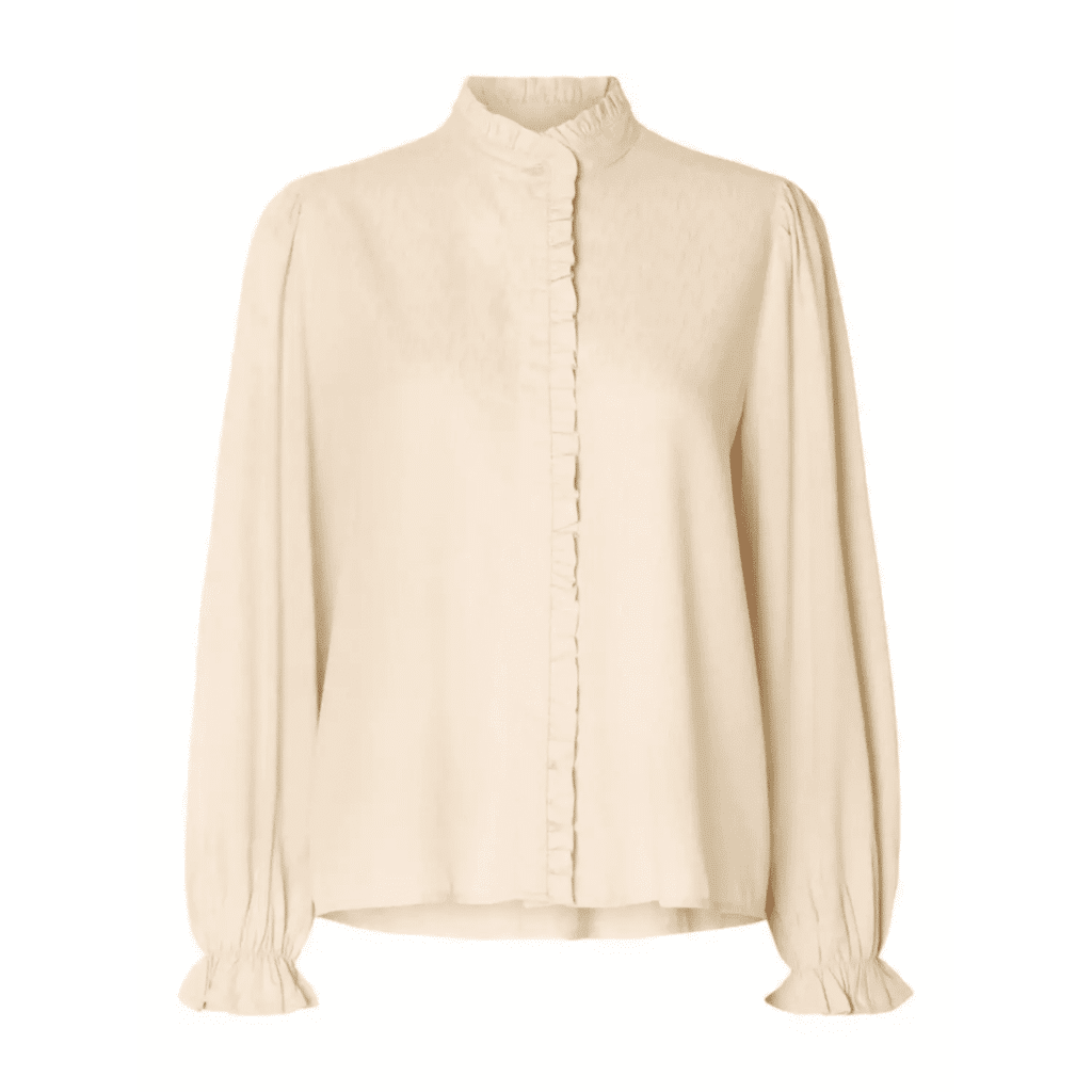 slfnoemi ls ruffled shirt b - sandshell