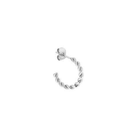 Single half twisted hoop silver