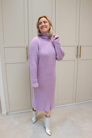 Yasmavi ls knit roll neck dress - Orchid bloom