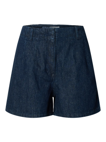 Slfhanny hw mini denim shorts - dark blue denim