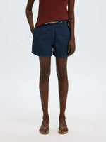 Slfhanny hw mini denim shorts - dark blue denim