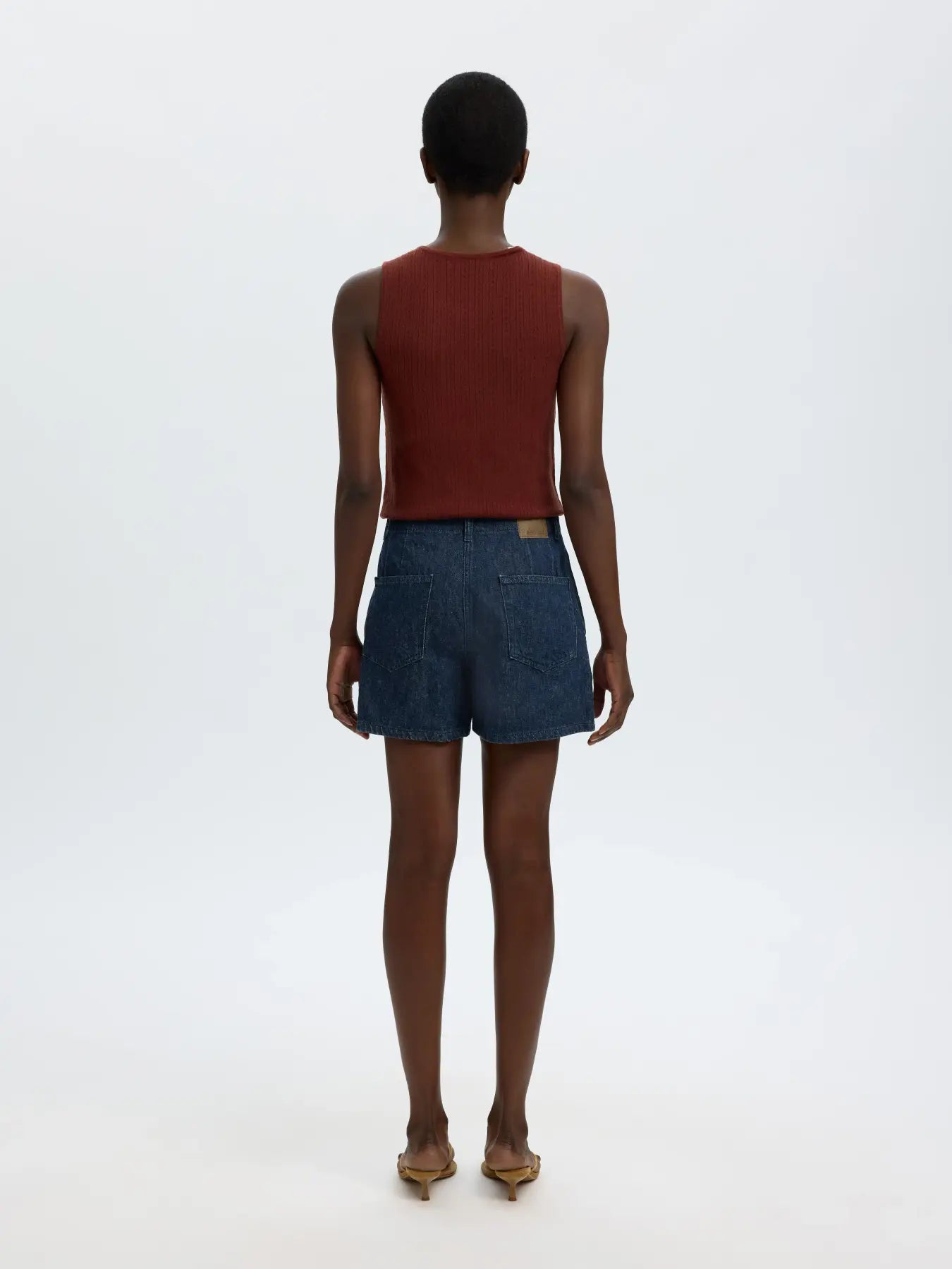 Slfhanny hw mini denim shorts - dark blue denim