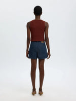 Slfhanny hw mini denim shorts - dark blue denim