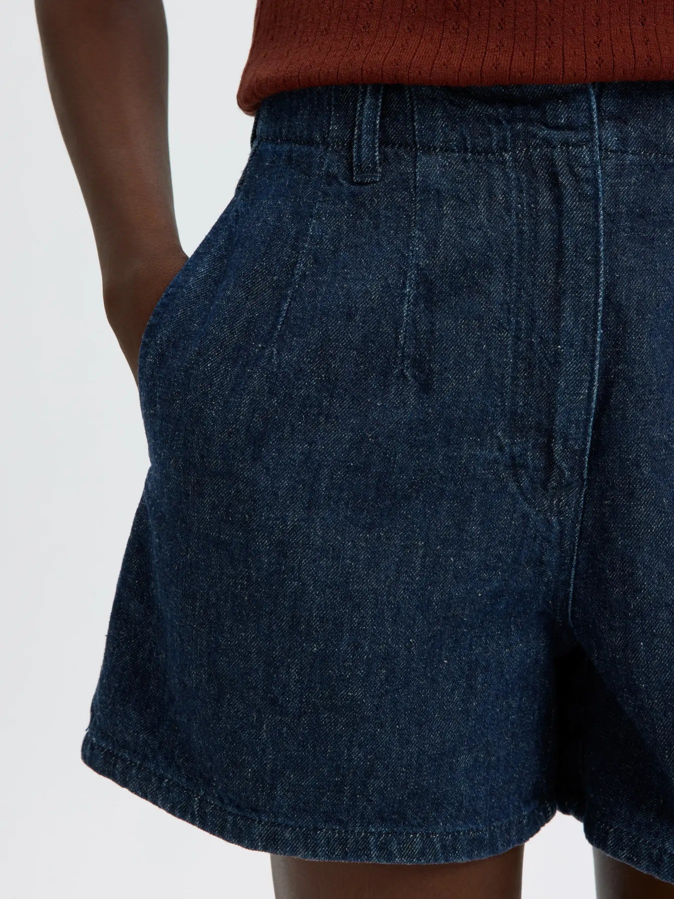 Slfhanny hw mini denim shorts - dark blue denim