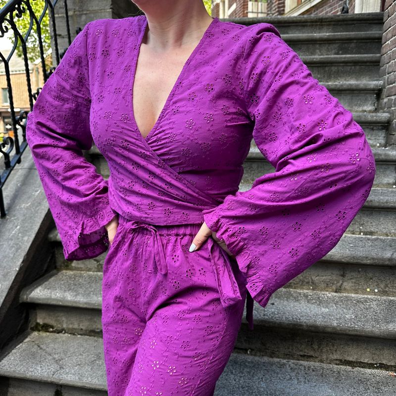 Broiderie wrap blouse MELISSA - Purple