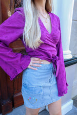 Broiderie wrap blouse MELISSA - Purple
