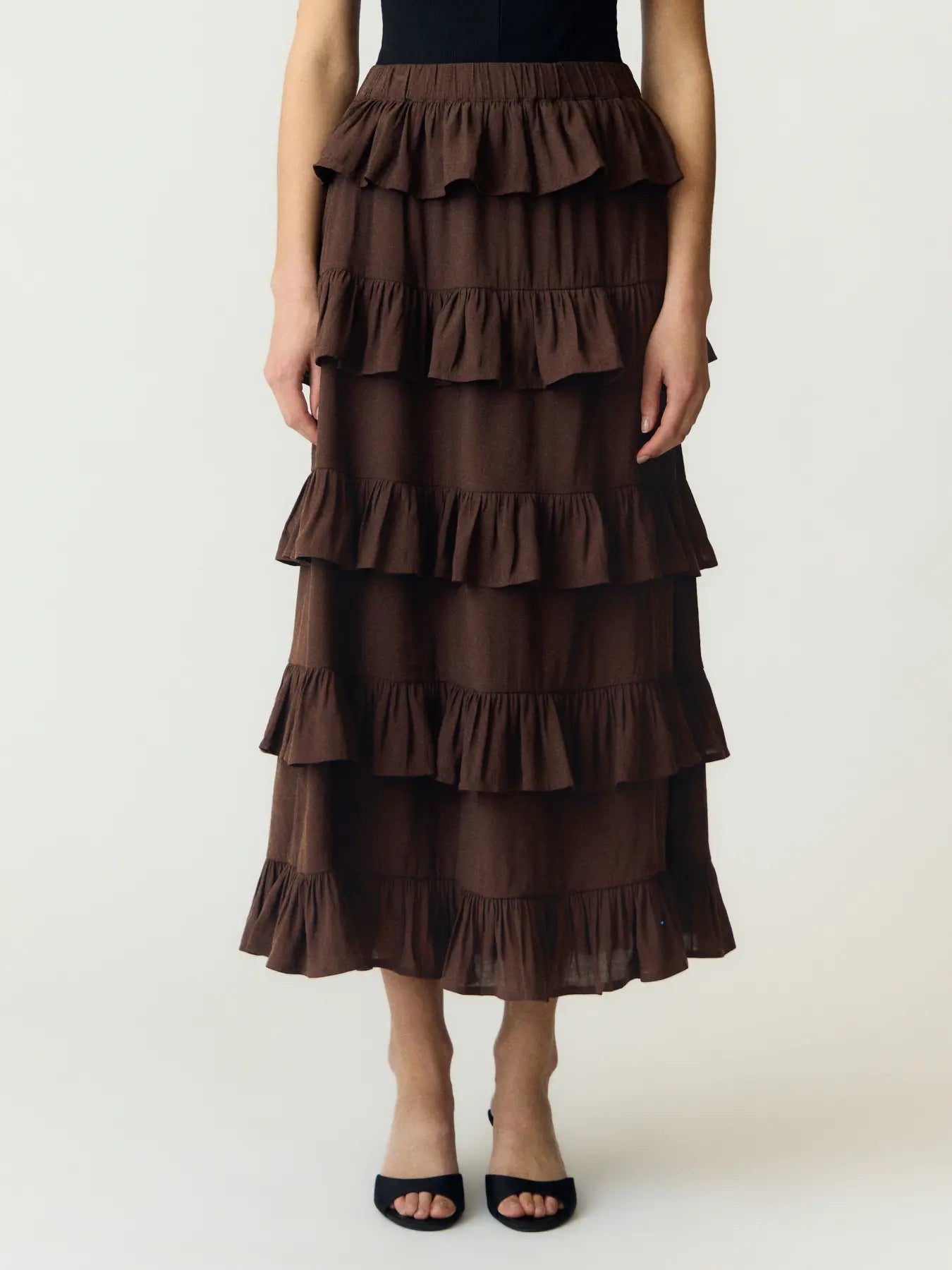 Yaswima hw ankle skirt s - coffee bean
