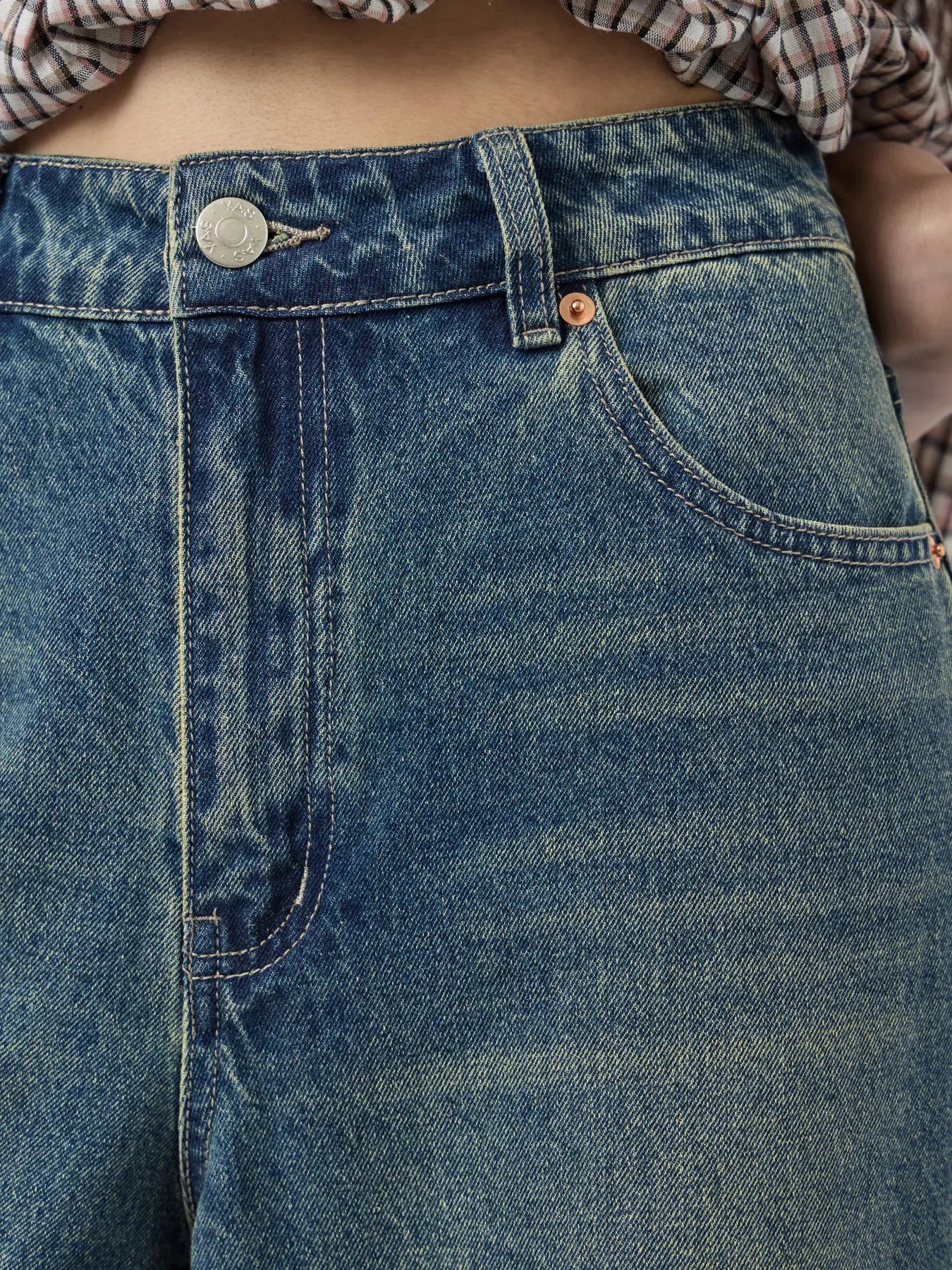 Yassiva hmw wide jeans - medium blue denim brown wash
