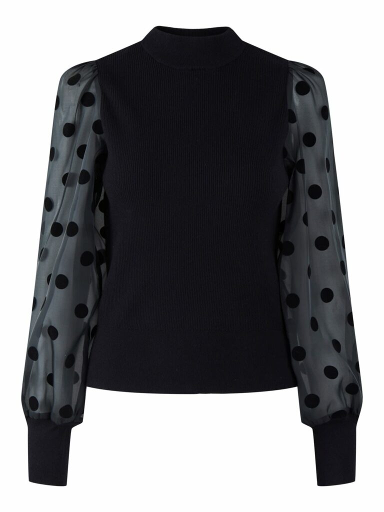 YASDOTME LS KNIT PULLOVER S. -  BLACK
