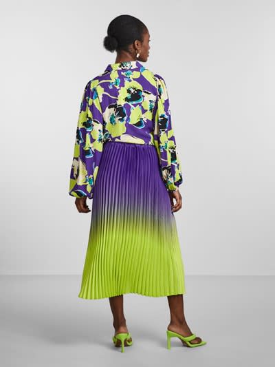 Yassoftly hw midi plisse skirt - lime punch