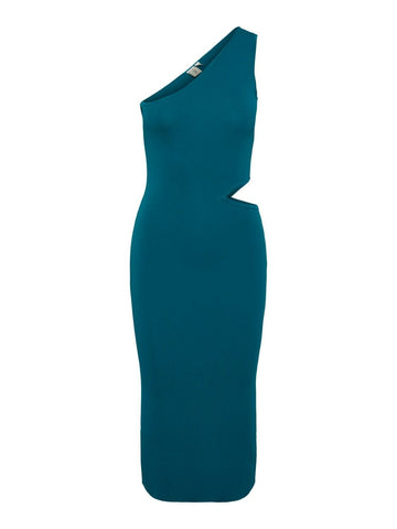 yasrachel one shoulder midi knit dress - deep lake