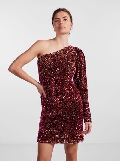 Yaspinko sequin os dress show - black/red