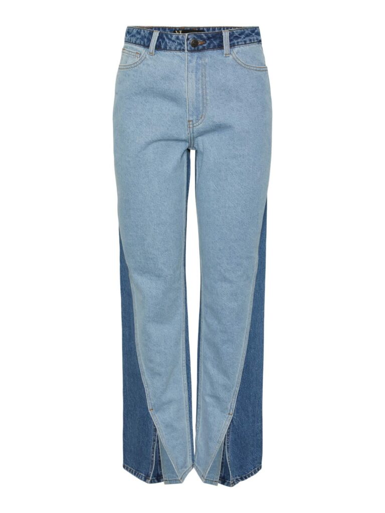 YASBLOCKA HW JEANS S. - Dark blue denim / light blue
