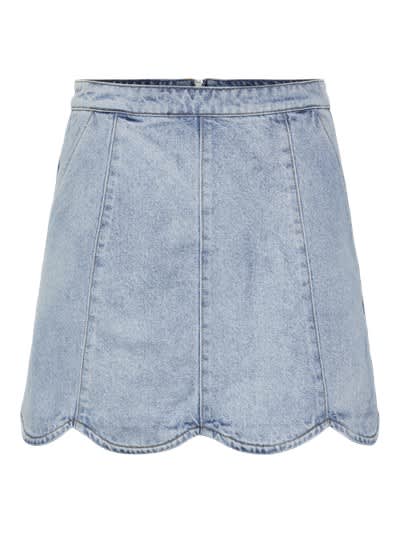 Yasscallop hw short denim skirt - light blue denim