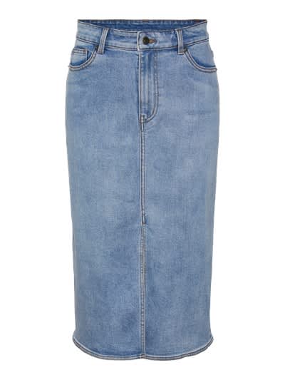 Yasdolma hw midi denim skirt - light blue denim