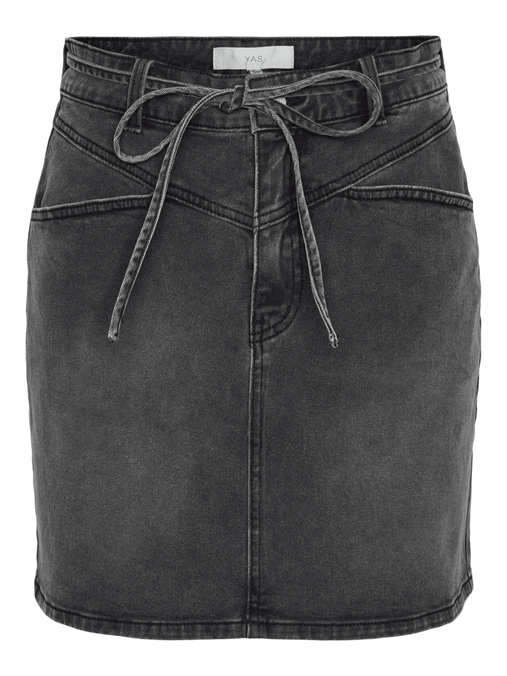 Yasrina hw denim skirt s. - grey melange