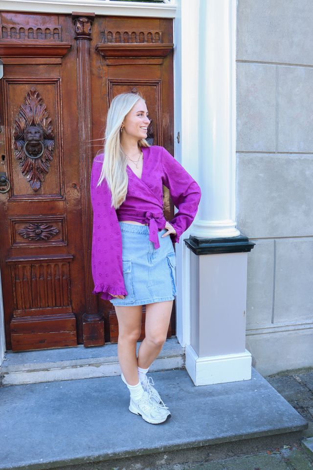 Broiderie wrap blouse MELISSA - Purple