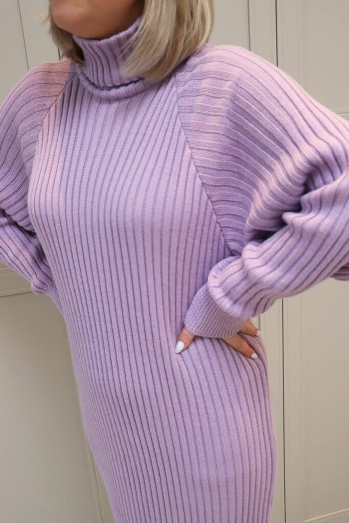 Yasmavi ls knit roll neck dress - Orchid bloom