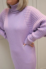 Yasmavi ls knit roll neck dress - Orchid bloom