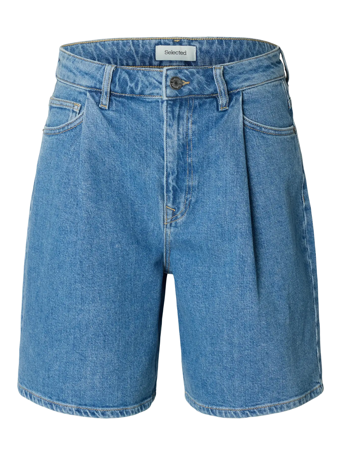 SLFwide Merle / kori hw denim shorts - light blue denim
