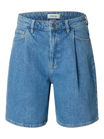 SLFwide Merle / kori hw denim shorts - light blue denim