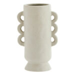 Stoneware vase triple ear - off white