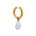 Single Big pearl hoop gold